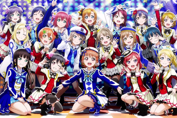 Could LoveLive! Even be Considered a Religious Medium? A Response from a LoveLive! Fan μ’s (pronounced as muse) and Aqours (pronounced as aqua) members posing together. Screenshot from a story scene in LoveLive! School Idol Festival ALL STARS ©SUNRISE ©bushiroad